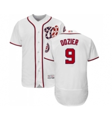 Men's Washington Nationals #9 Brian Dozier White Home Flex Base Authentic Collection Baseball Jersey