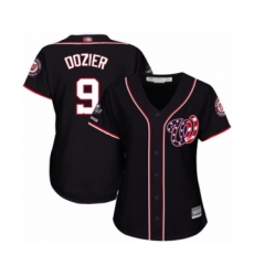 Women's Washington Nationals #9 Brian Dozier Authentic Navy Blue Alternate 2 Cool Base 2019 World Series Champions Baseball Jersey