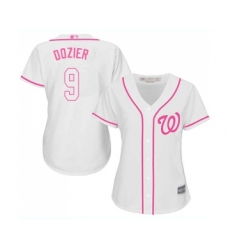 Women's Washington Nationals #9 Brian Dozier Replica White Fashion Cool Base Baseball Jersey
