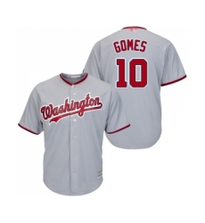 Men's Washington Nationals #10 Yan Gomes Replica Grey Road Cool Base Baseball Jersey