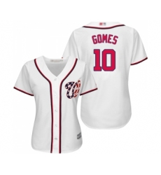 Women's Washington Nationals #10 Yan Gomes Replica White Home Cool Base Baseball Jersey