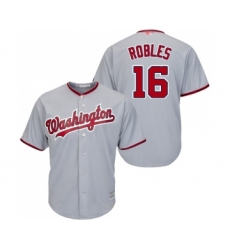 Men's Washington Nationals #16 Victor Robles Replica Grey Road Cool Base Baseball Jersey