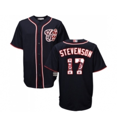 Men's Washington Nationals #17 Andrew Stevenson Authentic Navy Blue Team Logo Fashion Cool Base Baseball Jersey