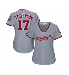 Women's Washington Nationals #17 Andrew Stevenson Authentic Grey Road Cool Base 2019 World Series Bound Baseball Jersey