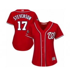 Women's Washington Nationals #17 Andrew Stevenson Authentic Red Alternate 1 Cool Base 2019 World Series Champions Baseball Jersey