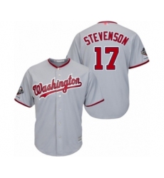 Youth Washington Nationals #17 Andrew Stevenson Authentic Grey Road Cool Base 2019 World Series Champions Baseball Jersey