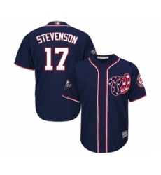 Youth Washington Nationals #17 Andrew Stevenson Authentic Navy Blue Alternate 2 Cool Base 2019 World Series Bound Baseball Jersey