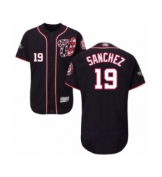 Men's Washington Nationals #19 Anibal Sanchez Navy Blue Alternate Flex Base Authentic Collection 2019 World Series Bound Baseball Jersey