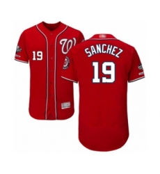 Men's Washington Nationals #19 Anibal Sanchez Red Alternate Flex Base Authentic Collection 2019 World Series Champions Baseball Jersey