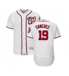 Men's Washington Nationals #19 Anibal Sanchez White Home Flex Base Authentic Collection Baseball Jersey