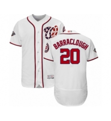 Men's Washington Nationals #20 Kyle Barraclough White Home Flex Base Authentic Collection 2019 World Series Bound Baseball Jersey