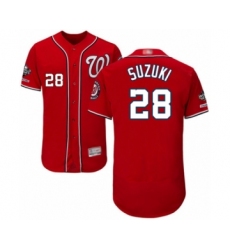 Men's Washington Nationals #28 Kurt Suzuki Red Alternate Flex Base Authentic Collection 2019 World Series Champions Baseball Jersey
