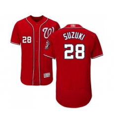 Men's Washington Nationals #28 Kurt Suzuki Red Alternate Flex Base Authentic Collection Baseball Jersey
