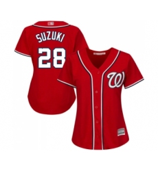 Women's Washington Nationals #28 Kurt Suzuki Replica Red Alternate 1 Cool Base Baseball Jersey