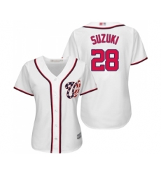 Women's Washington Nationals #28 Kurt Suzuki Replica White Home Cool Base Baseball Jersey