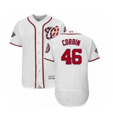 Men's Washington Nationals #46 Patrick Corbin White Home Flex Base Authentic Collection 2019 World Series Bound Baseball Jersey