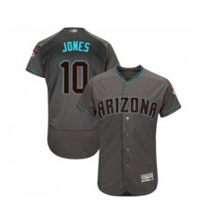 Men's Arizona Diamondbacks #10 Adam Jones Gray Teal Alternate Authentic Collection Flex Base Baseball Jersey