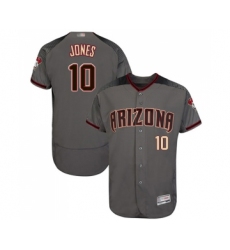 Men's Arizona Diamondbacks #10 Adam Jones Grey Road Authentic Collection Flex Base Baseball Jersey