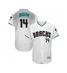 Men's Arizona Diamondbacks #14 Caleb Joseph White Teal Alternate Authentic Collection Flex Base Baseball Jersey