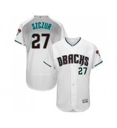 Men's Arizona Diamondbacks #27 Matt Szczur White Teal Alternate Authentic Collection Flex Base Baseball Jersey