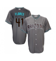 Men's Arizona Diamondbacks #41 Wilmer Flores Replica Gray Turquoise Cool Base Baseball Jersey