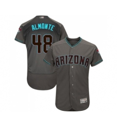Men's Arizona Diamondbacks #48 Abraham Almonte Gray Teal Alternate Authentic Collection Flex Base Baseball Jersey