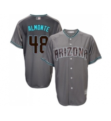 Men's Arizona Diamondbacks #48 Abraham Almonte Replica Gray Turquoise Cool Base Baseball Jersey
