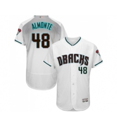 Men's Arizona Diamondbacks #48 Abraham Almonte White Teal Alternate Authentic Collection Flex Base Baseball Jersey
