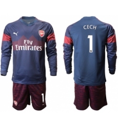 Arsenal #1 Cech Away Long Sleeves Soccer Club Jersey