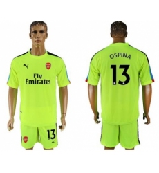 Arsenal #13 Ospina Shiny Green Goalkeeper Soccer Club Jersey