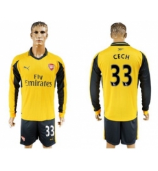 Arsenal #33 Cech Away Long Sleeves Soccer Club Jersey