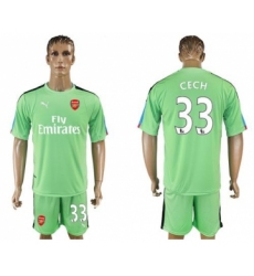 Arsenal #33 Cech Green Goalkeeper Soccer Club Jersey