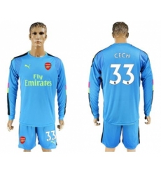 Arsenal #33 Cech Light Blue Long Sleeves Goalkeeper Soccer Club Jersey