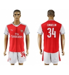 Arsenal #34 Coquelin Champions League Home Soccer Club Jersey