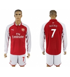 Arsenal #7 Alexis Red Home Long Sleeves Soccer Club Jersey
