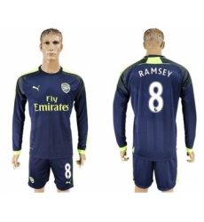 Arsenal #8 Ramsey Sec Away Long Sleeves Soccer Club Jersey