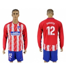 Atletico Madrid #12 Augusto Home Long Sleeves Soccer Club Jersey