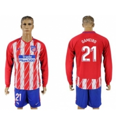 Atletico Madrid #21 Gameiro Home Long Sleeves Soccer Club Jersey