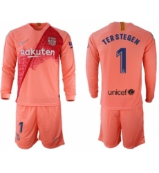 Barcelona #1 Ter Stegen Third Long Sleeves Soccer Club Jersey