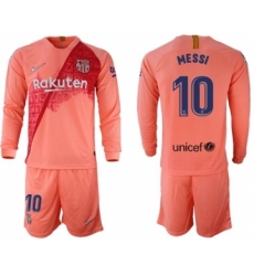 Barcelona #10 Messi Third Long Sleeves Soccer Club Jersey