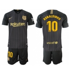 Barcelona #10 Ronaldinho Black Soccer Club Jersey