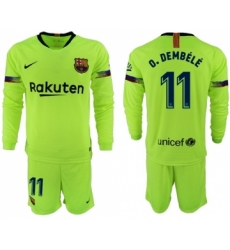 Barcelona #11 O.Dembele Away Long Sleeves Soccer Club Jersey