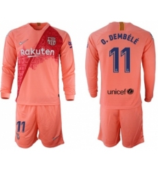Barcelona #11 O.Dembele Third Long Sleeves Soccer Club Jersey