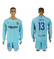 Barcelona #13 C.Bravo Away Long Sleeves Soccer Club Jersey