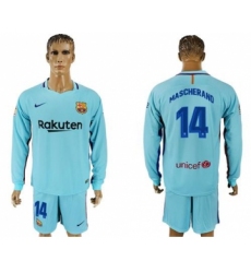 Barcelona #14 Mascherano Away Long Sleeves Soccer Club Jersey