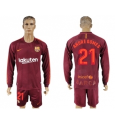 Barcelona #21 Andre Gomes Sec Away Long Sleeves Soccer Club Jersey