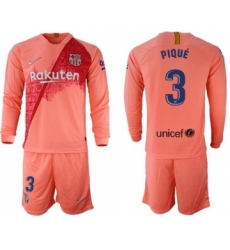 Barcelona #3 Pique Third Long Sleeves Soccer Club Jersey