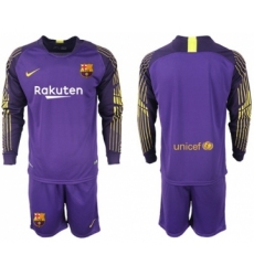 Barcelona Blank Purple Goalkeeper Long Sleeves Soccer Club Jersey