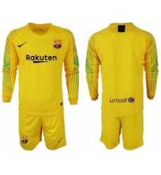 Barcelona Blank Yellow Goalkeeper Long Sleeves Soccer Club Jersey