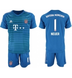 Bayern Munchen #1 Neuer Blue Goalkeeper Soccer Club Jersey